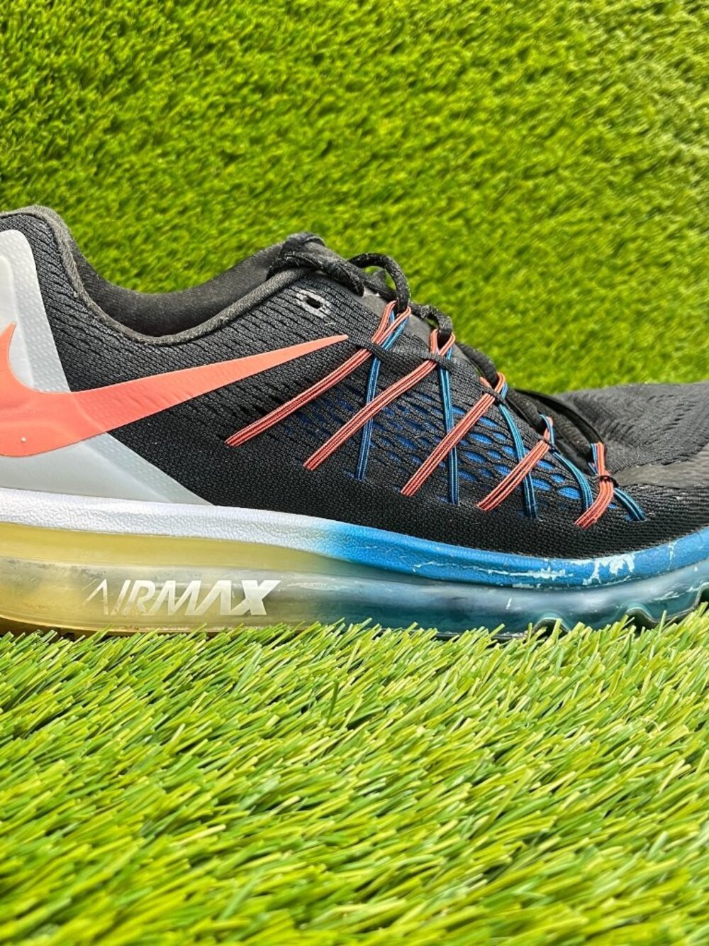 Nike Air Max 2015 Mens Size 12.5 Black Blue Gray Athletic Running Shoes Sneakers